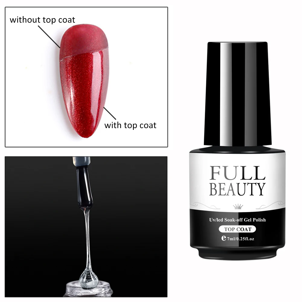 7 мл Топ для ногтей без липкого слоя топ глянец прозрачный Гель-лак и база лака