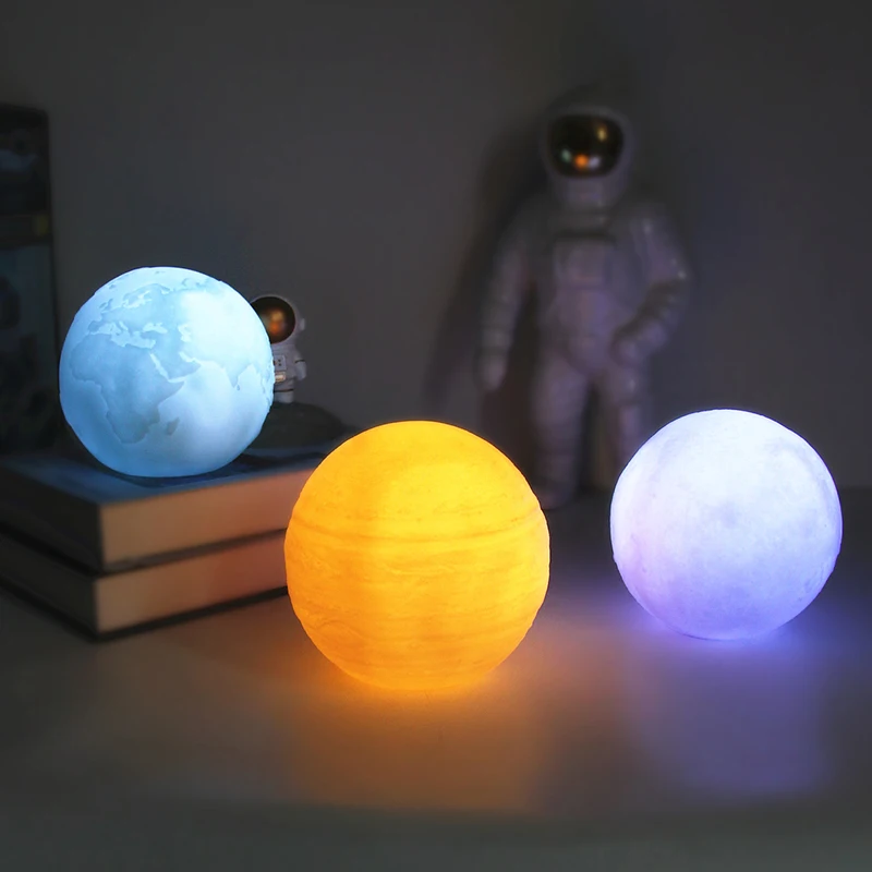 

Small 3D Moon Light Lamp Starry Sky Saturn Earth Night Lights Bedside Christmas Kids Gifts