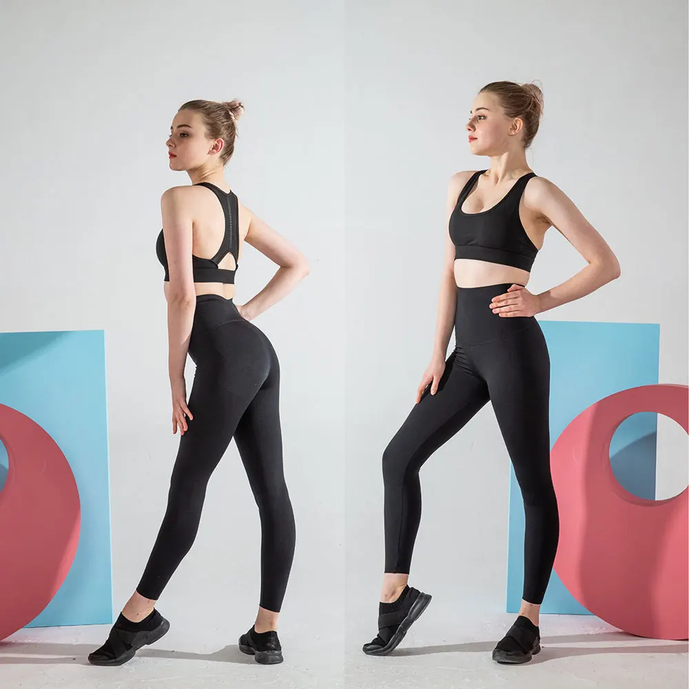 

4 Color New Women's Yoga Leggings And Bra Set Nylon Running Suit High Impact Sports Bra Gym Fitness Workout Clothes for Women