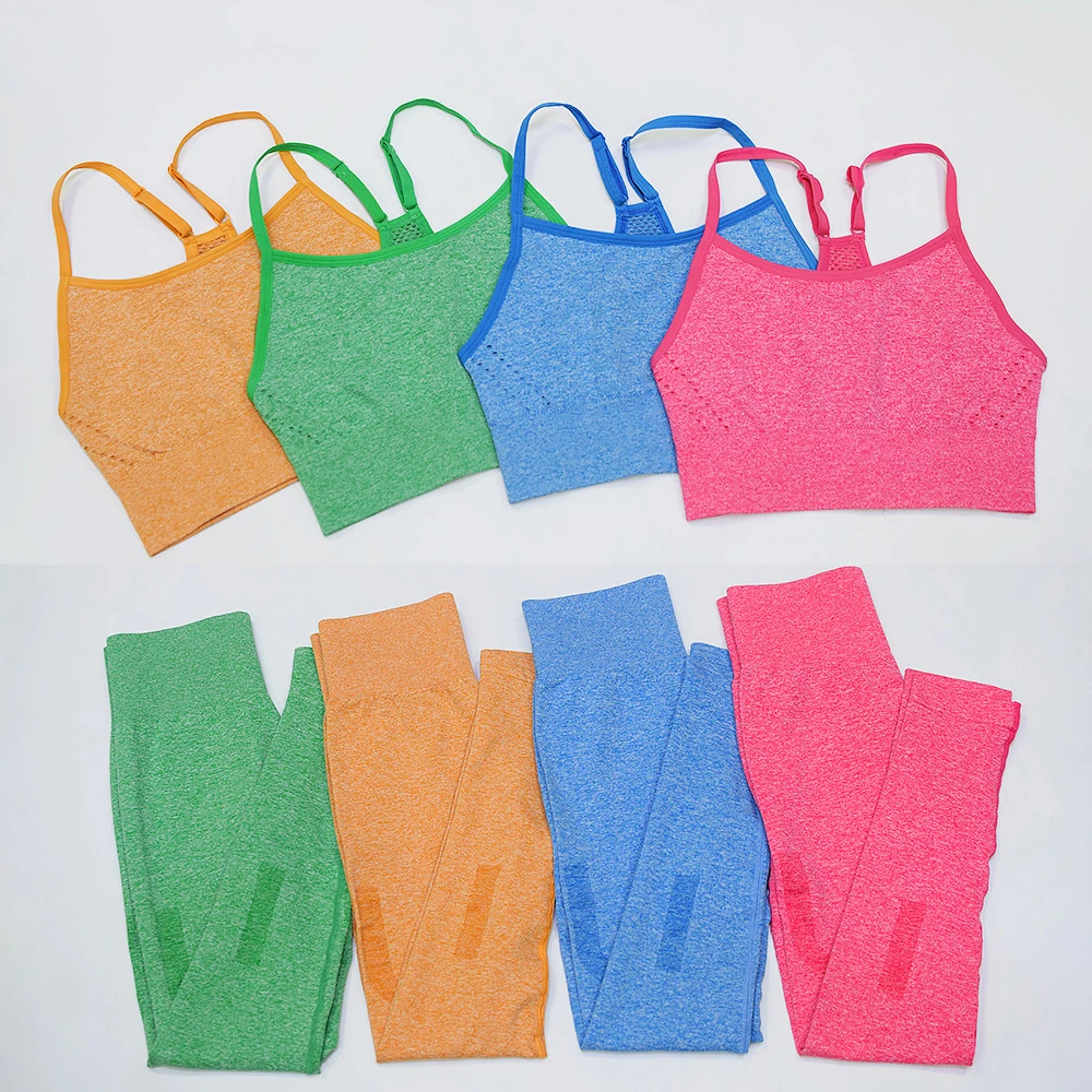 2 шт./компл. бесшовный комплект для йоги женская одежда фитнеса спортивная