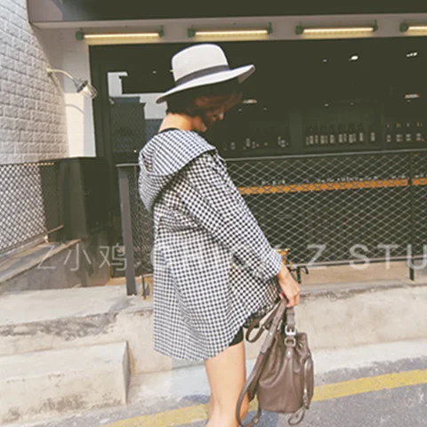 

Harajuku Style BF Plaid Shirt Spring and Autumn Women's Korean Style