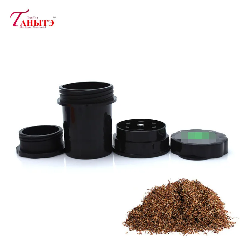 

63mm Plastic Tobacco Herb Grinder 4 Layer Herb Spice Grinder With Sharp Shark Teeth Plus Big Storage Container Crusher Weed Box