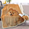 BlessLiving Pomeranian Throw Blanket 3D Printed Sherpa Fleece Bed Blanket Animal Dog Plush Bedspread Brown Bedding 150x200cm 1
