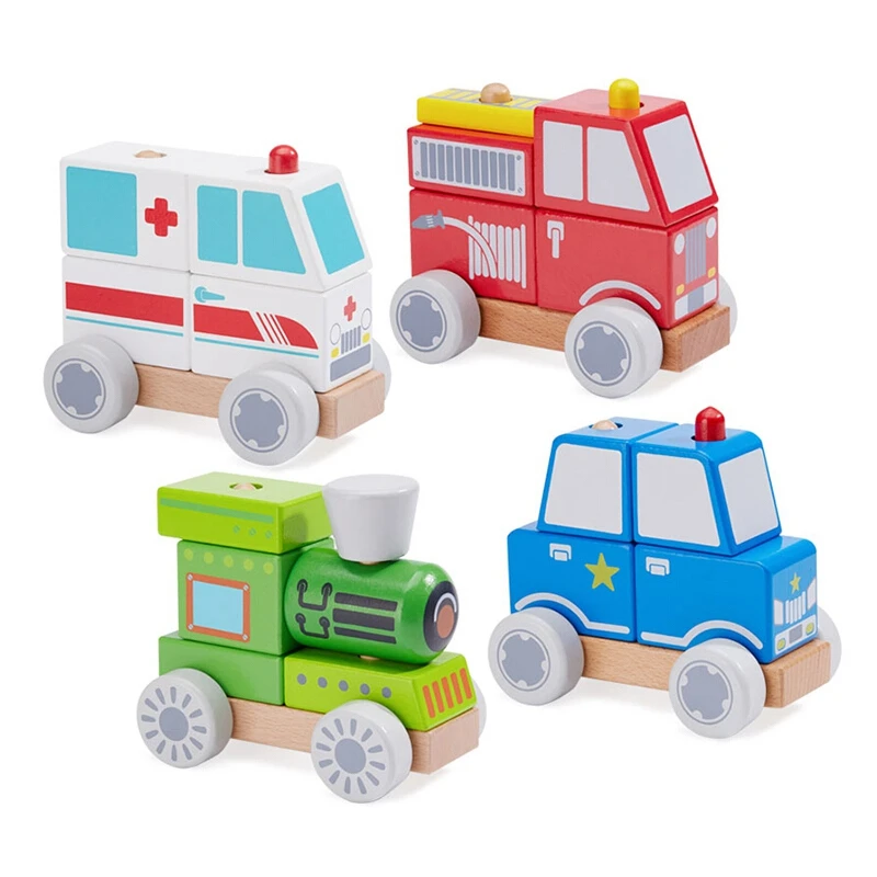 Деревянная игрушка автомобиль для детей собрать DIY игрушки пожарный грузовик