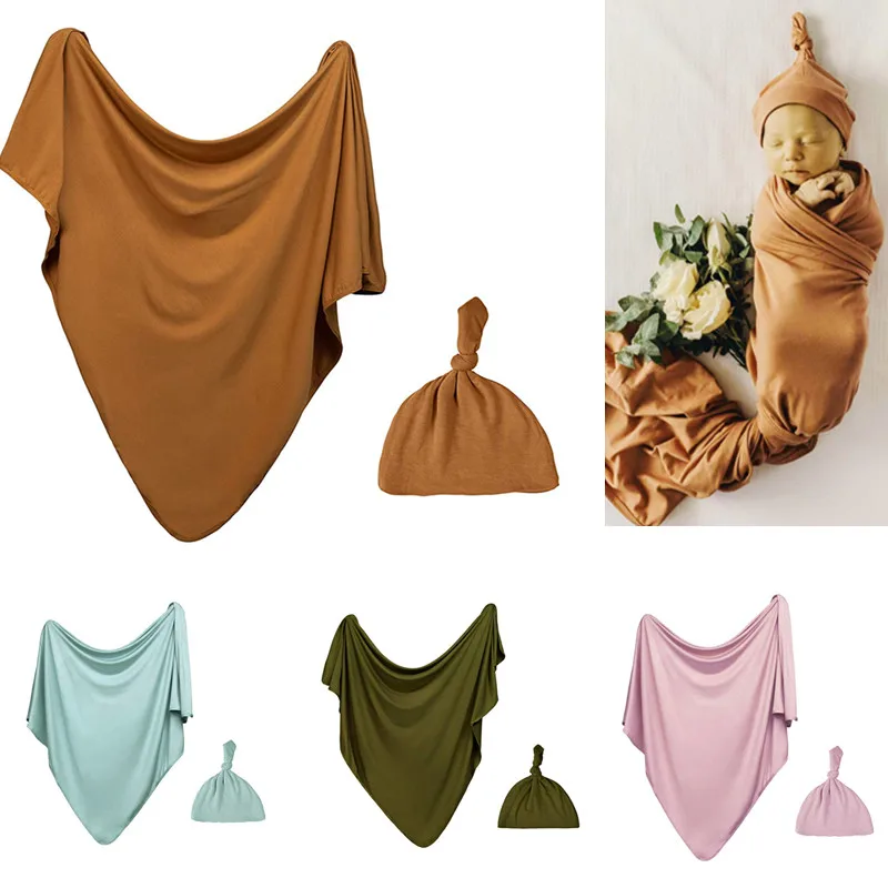 Одеяло и шапка для новорожденных трикотажный комплект мальчиков девочек пеленка