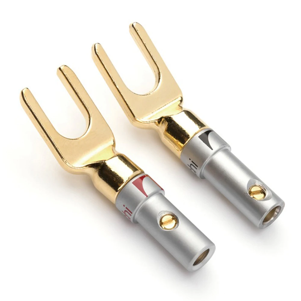 

8Pcs Nakamichi Banana Plug Y-Type Gold Plated Copper Silver Banana Connectors Speaker Adapter Cable Wire Connectors Kit