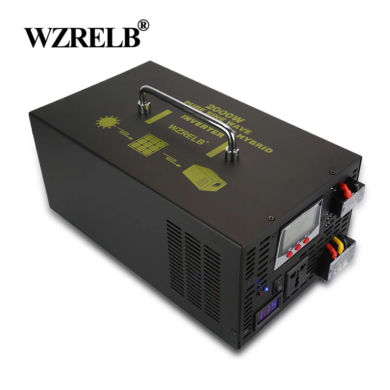 

Pure Sine Wave Hybrid Power Inverter 24V DC to 220V 2000W AC/DC 24V/48V to 120V/230V/240V 30A Controller Converter LCD Display