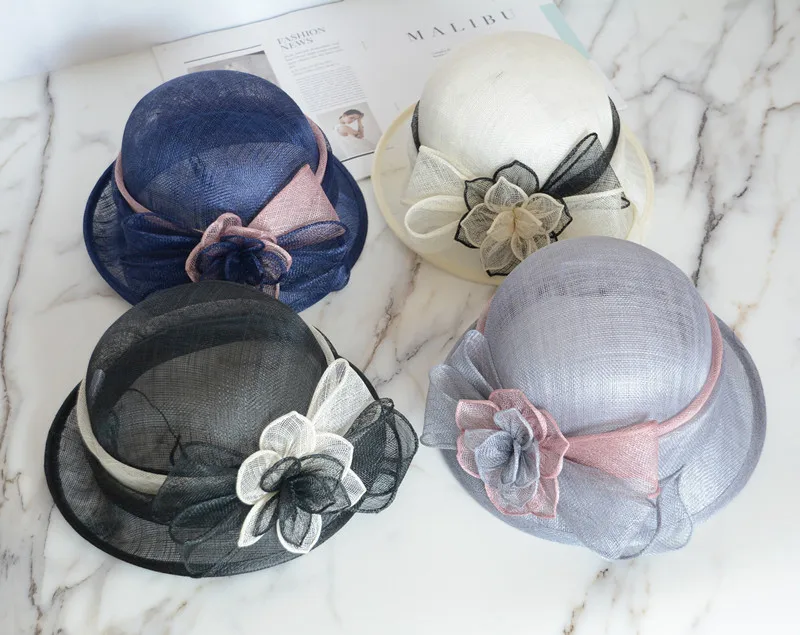 

202105-HQ-ST026B048001A summer sinamay JAPAN STYLE Natural Philippine hemp yarn flower lady bucket cap women leisure hat