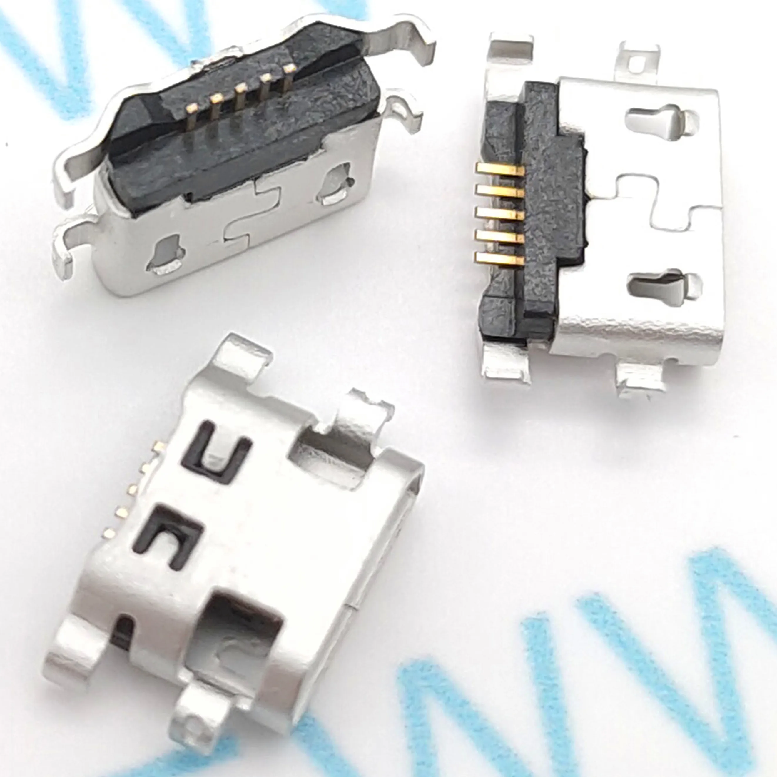 50 шт. разъем Micro USB 5pin задняя Тяжелая пластина 1,2 мм плоский рот без завивки сбоку женский для мобильного телефона штекер Mini-USB