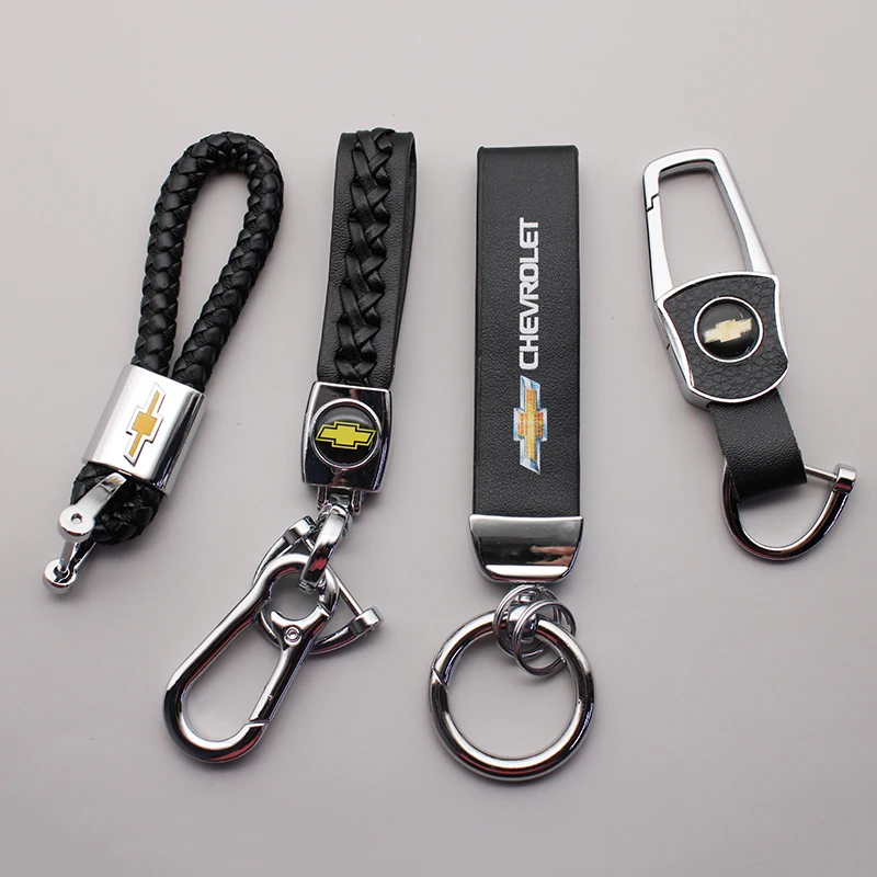 

1x 3D Metal Leather Car Emblem Keychain Key Chain Rings For Chevrolet lacetti colorado cruze spark captiva Aveo Auto Accessories