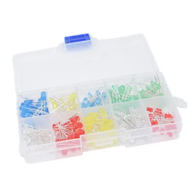 200 шт./лот 3 мм 5 светодиодный комплект с коробкой смешанных цветов красный зеленый