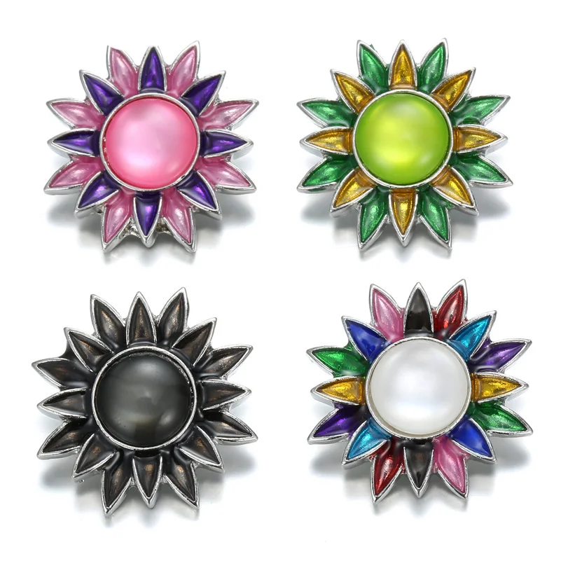 6 шт./лот застежка Кнопка ювелирные изделия талисманы браслет 20 мм 18 цветы