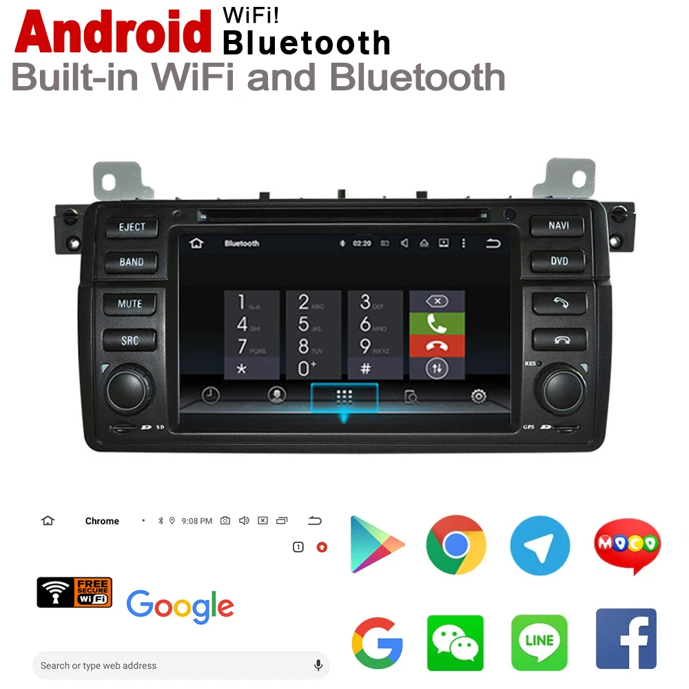 7&quot HD DSP Stereo Android 8.0 up Car DVD GPS Navi Map For BMW 3 Series E46 1998~2006 2 DIN multimedia player radio WiFi