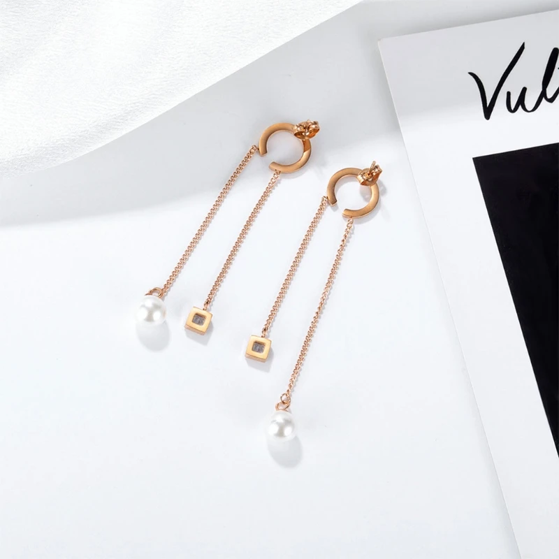 

Серьги-подвески с жемчугом, висячие украшения для разных случаев, длинные цепочки, креативные легкие