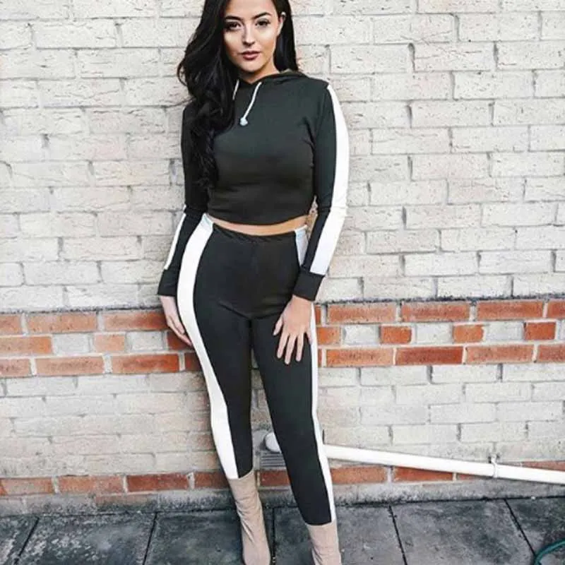 Осенняя одежда комплект из двух предметов с капюшоном 2020 укороченный топ и штаны