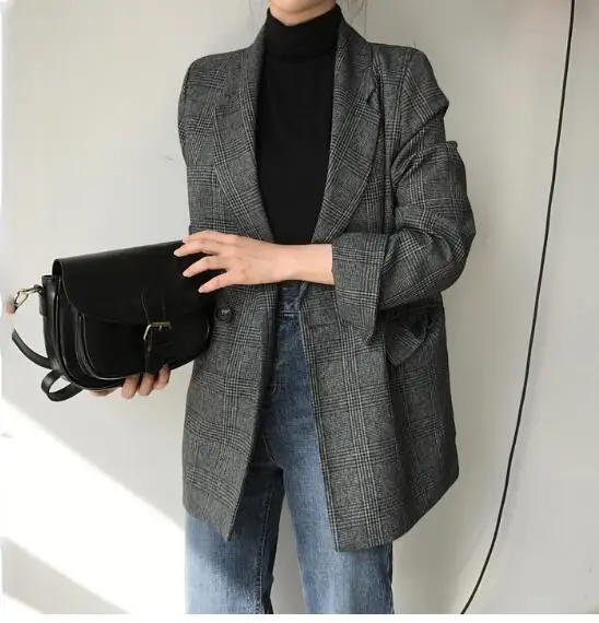 Шикарная осенне весенняя куртка Женский костюм пальто клетчатая одежда