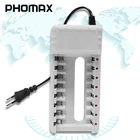 PHOMAX 5W 2,4 V 8 слотов для карт штепсельная вилка европейского стандарта светодиодный смарт-дисплей устройство для быстрой зарядки AA, AAA, никель-металл-гидридный аккумулятор с Ni-Cd игрушечная Камера аккумуляторная батарея зарядное устройство белый