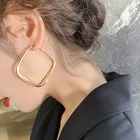 Золотые Большие серьги-кольца, корейские геометрические металлические серьги для женщин, квадратные висячие серьги в стиле ретро, 2021 Модная бижутерия
