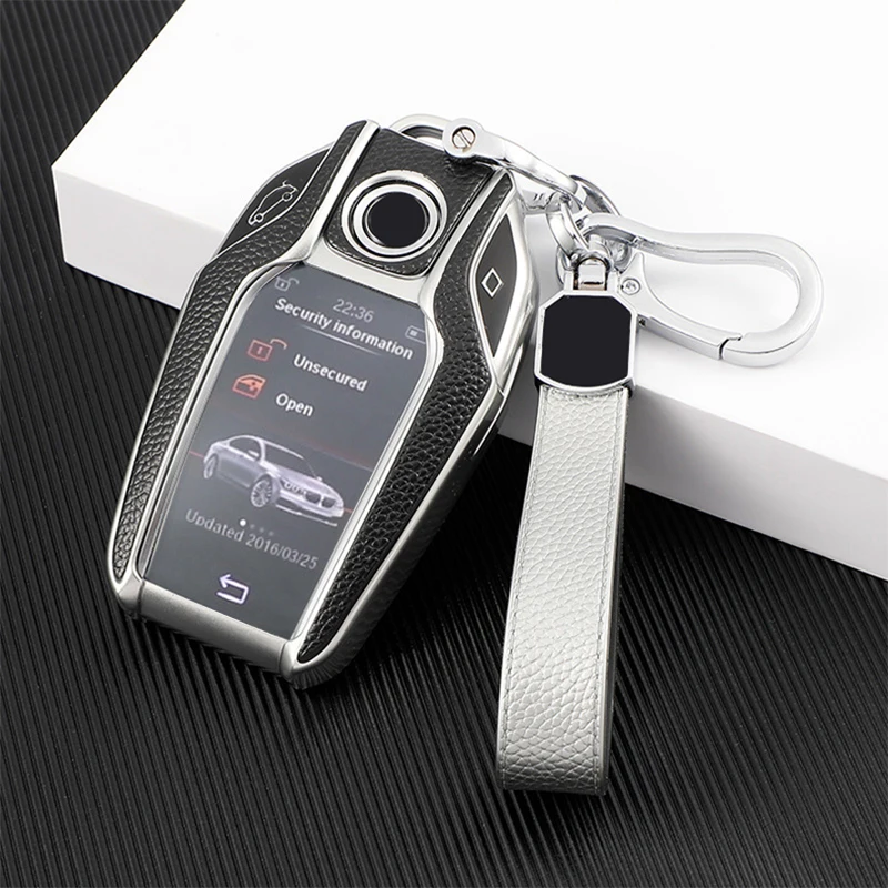 TPU+Leather LED Display Car Key Case Cover For BMW 5 7 Series G12 G11 G30 G32 G31 i8 I12 I15 G01 X3 G02 X4 G05 X5 G07 X7 Car Bag
