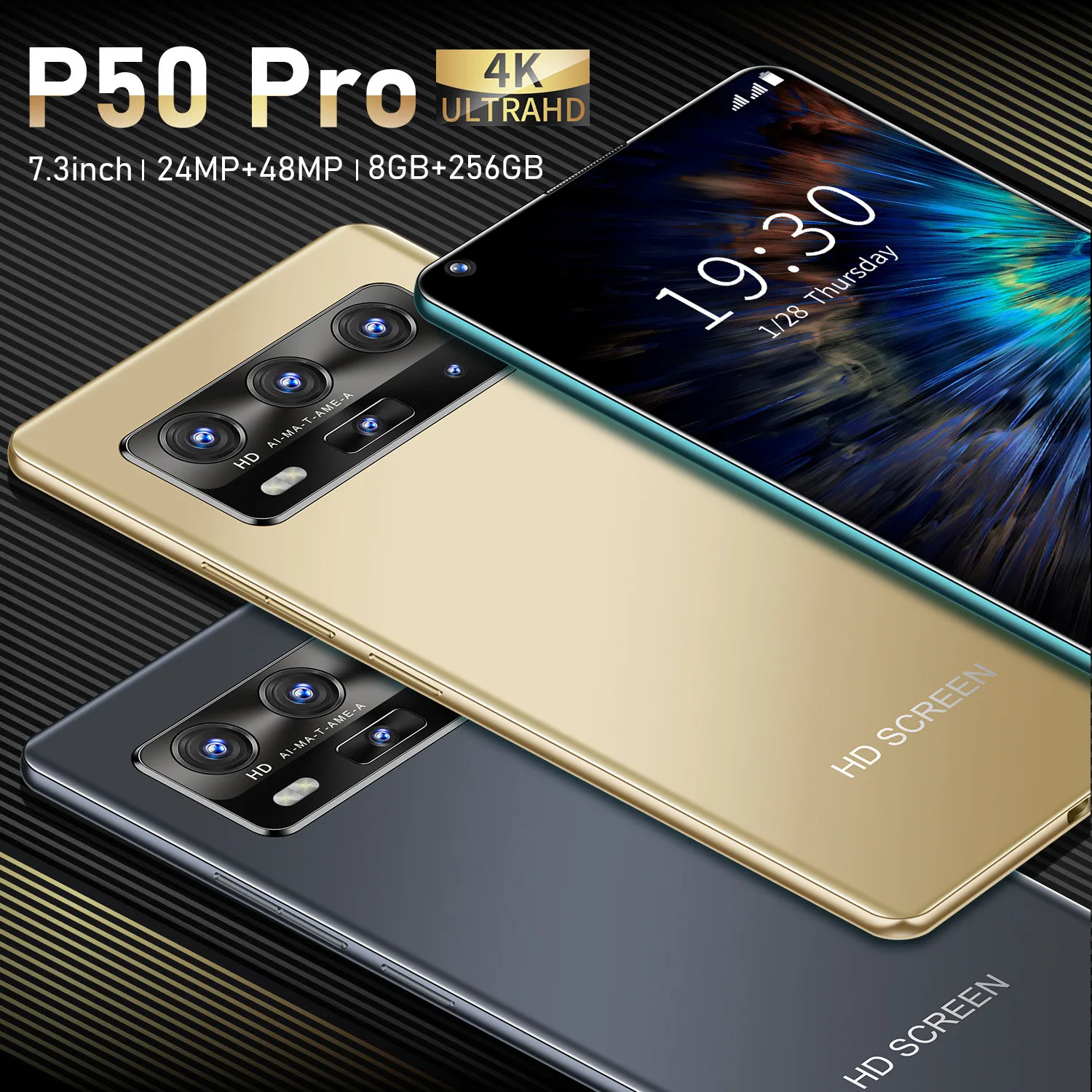 

P50 Pro Mobile Phone 7.3 inch 256GB ROM 8GB RAM Smartphone 5600mAh free shipping Mobile Phone Cheap phone Android 10