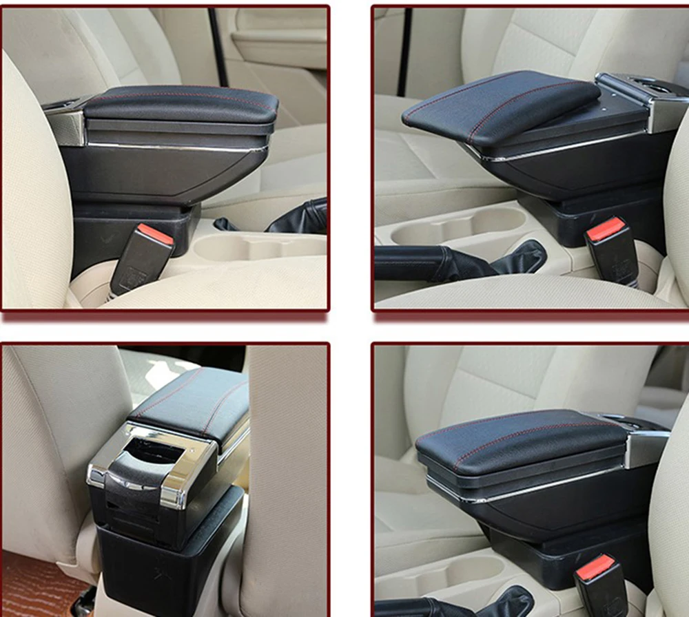 

For Kia Pegas 2017 2018 Leather Car Interior Parts Center Console Armrest Box Auto Armrests Storage with USB