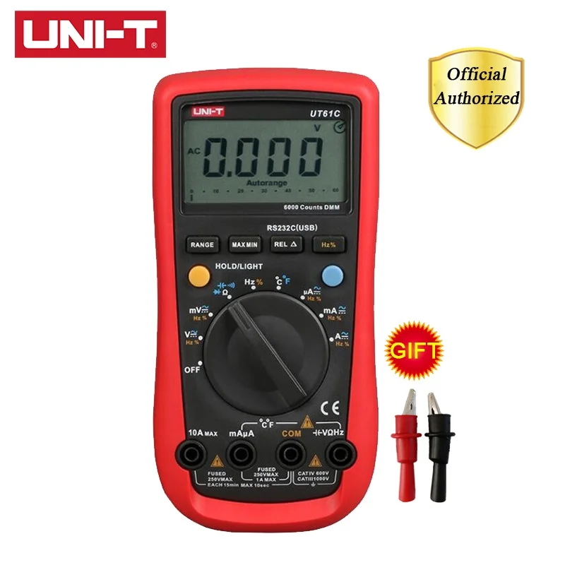 UNI-T UT61A/B/C/D/E цифровой мультиметр UT61E True RMS Автоматический диапазон AC DC Удержание данных многометровый USB напряжение и ток монитор - Цвет: UT61C