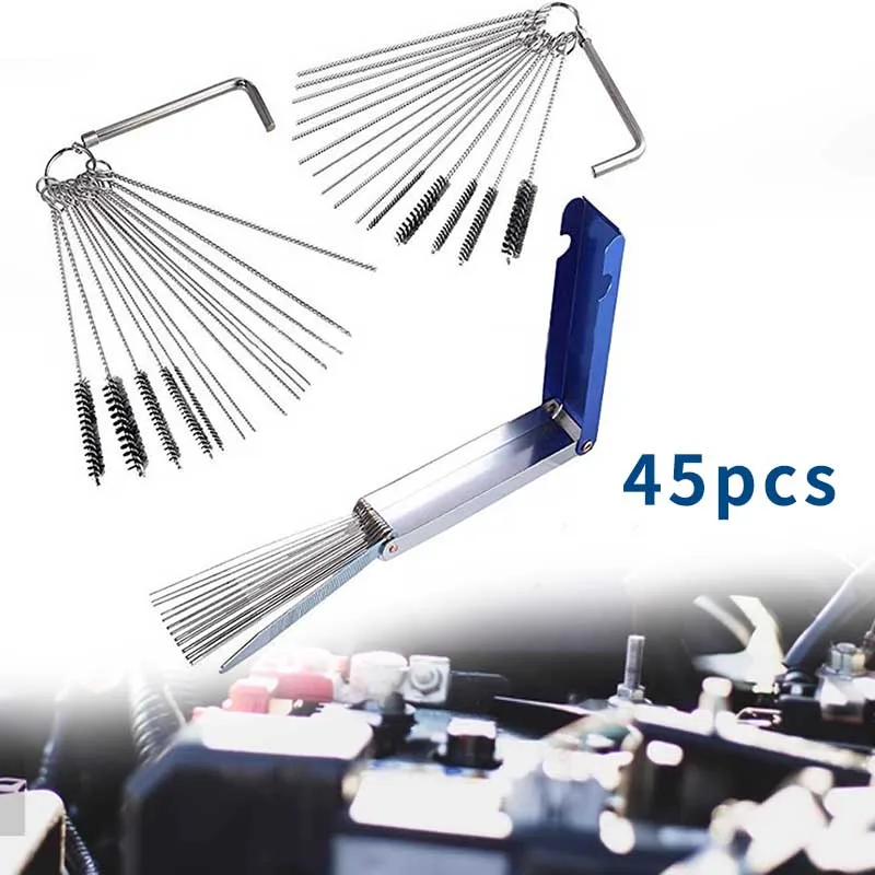 

Карбюратор углеродной грязи, 45 шт., иглы для очистки небольшого двигателя, Щетки комплекты проводов, инструменты для очистки для автомобиля,...