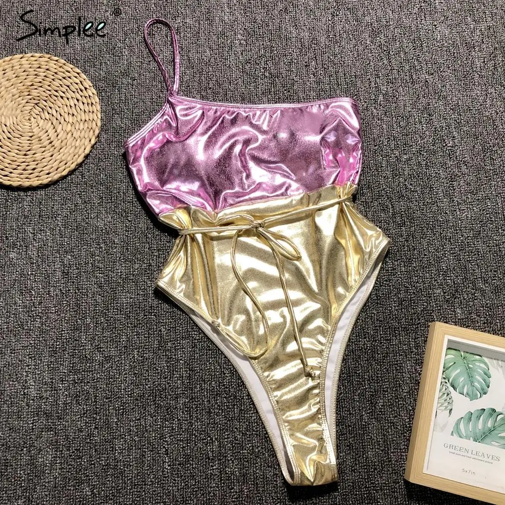 Женский сверкающий купальник Simplee привлекательное блестящее цельное бикини на