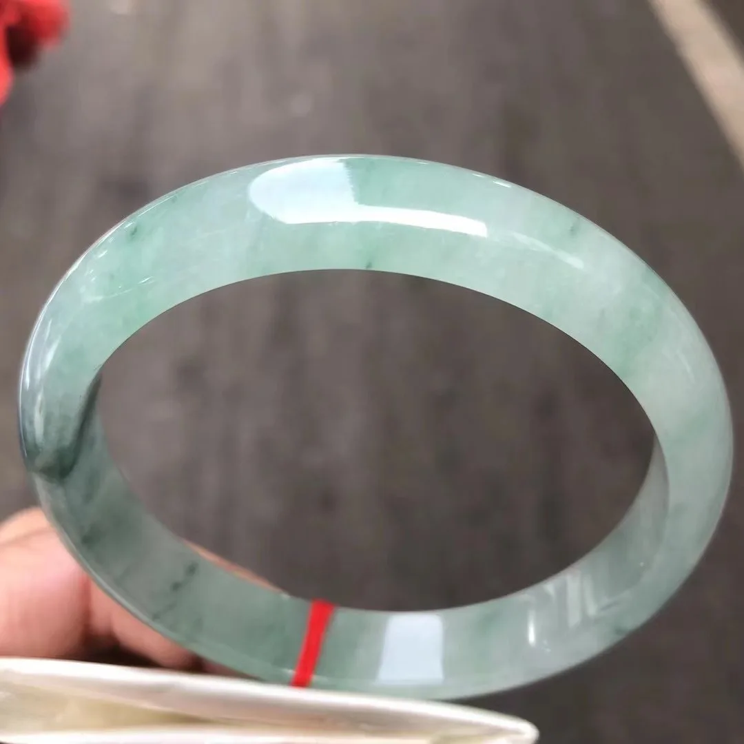 

Natural Myanmar jadeite bangle flat bar real jadeite bangle natural green jade stone for woman temperament bracelets 64mm 229