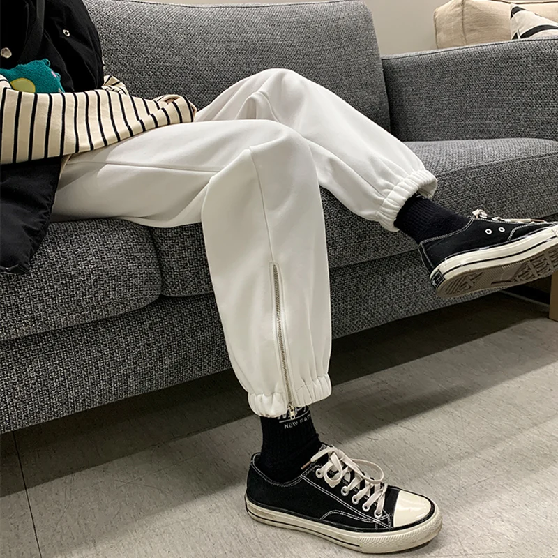 Повседневные мужские брюки на молнии бархатные зимние шаровары в Корейском