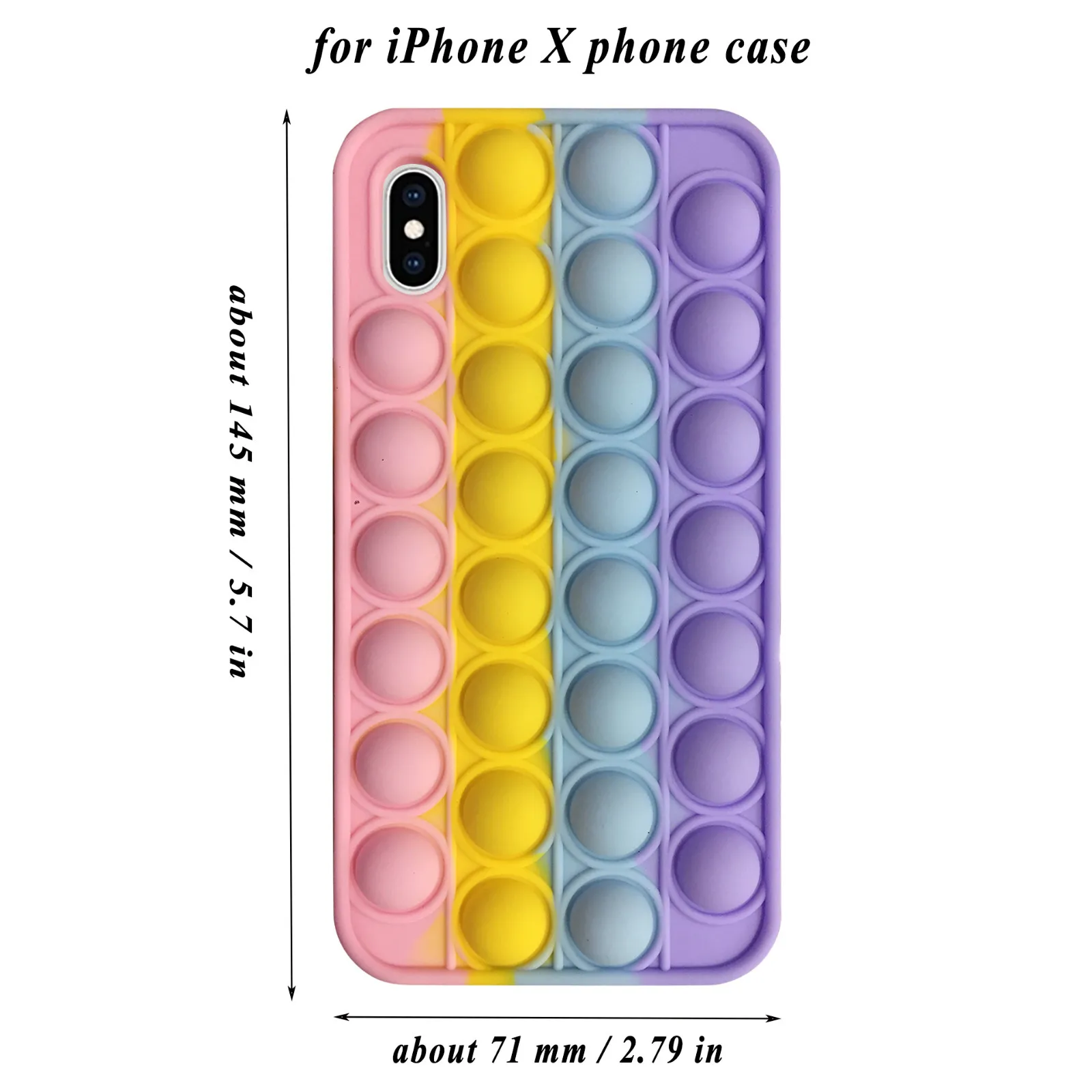 

Rainbow Pops It Phone Case For Iphonex Push-type Bubble Phone Case Decompression Silicone Soft Shell Back Cover Reliver 5.8in
