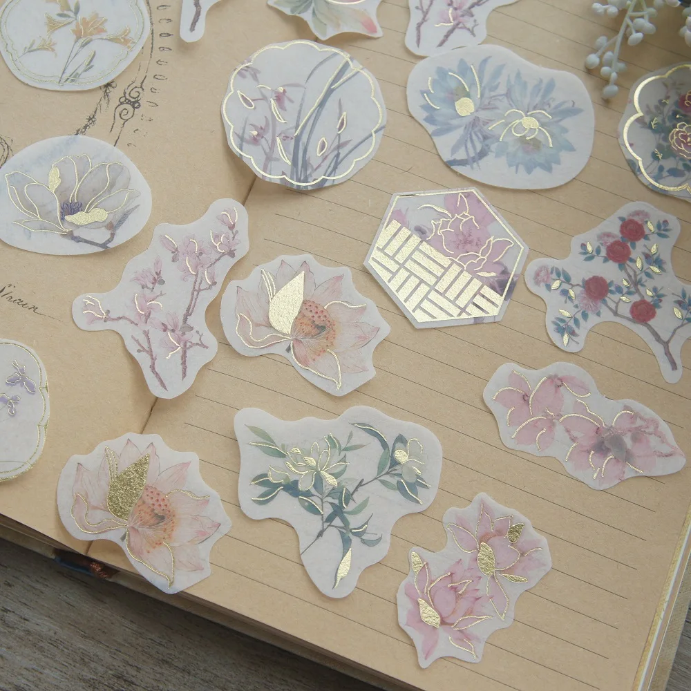 44 шт. золотистые мягкие розовые наклейки на окна с цветами в качестве подарочной