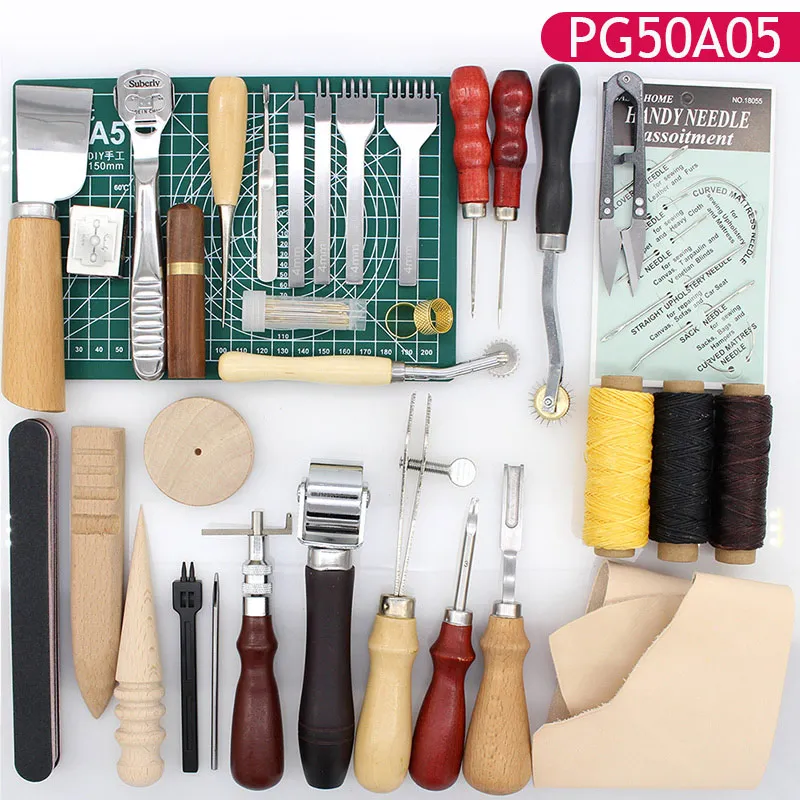 High Quality Tools for Leather Craft Sewing DIY Hand Stitching with Groover Awl Edge Creaser Mat Working New|Наборы инструментов