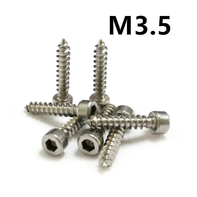 

100pcs/lot M3.5x10/12/14/16/20/25/30mm Stainless Steel Cup Head Hexagonal Self-tapping Speaker Screw
