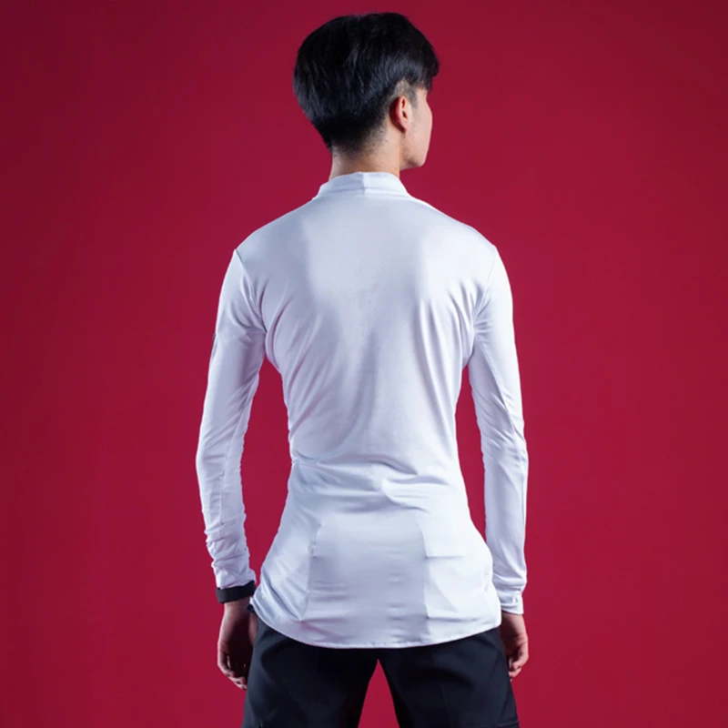 Сексуальный Мужской Топ для латинских танцев танго Самба ча Румба рубашки