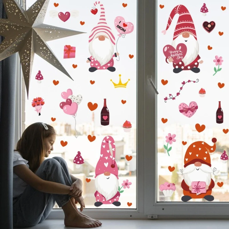 

H051 Mother's Day Gnome Stickers Window Decals DIY Wallpaper Decoration for Home Nursery Bedroom