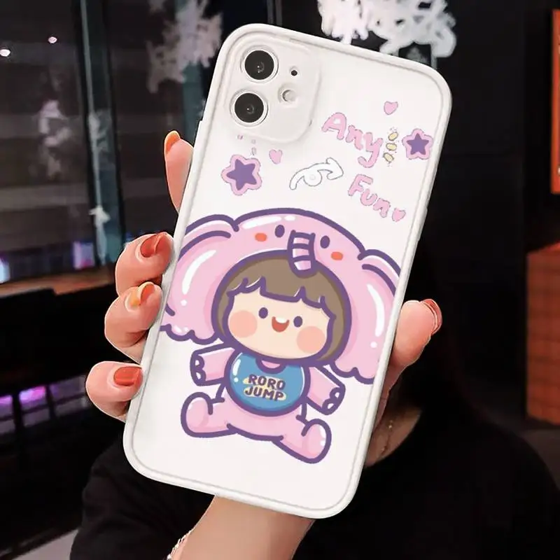 

Cute painting cartoon Phone Case Matte Transparent for iPhone 7 8 11 12 s mini pro X XS XR MAX Plus cover funda