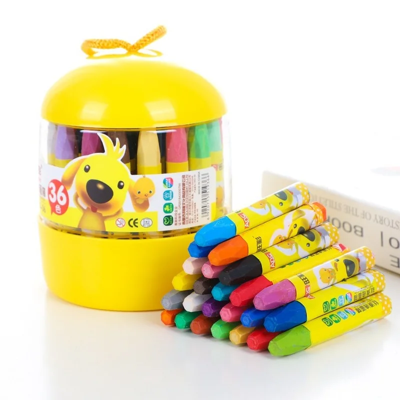 

12/24/36 Color Barreled Oil Pastel Cartoon Portable Colorful Crayons for Primary School Students Painting Graffiti Art Supplies