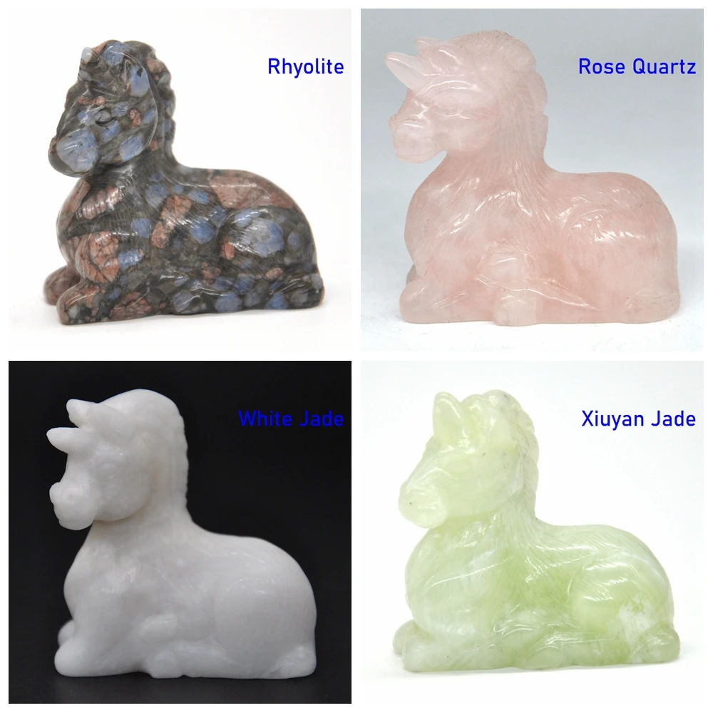 Статуя единорога натуральные камни резное украшение для комнаты исцеляющий