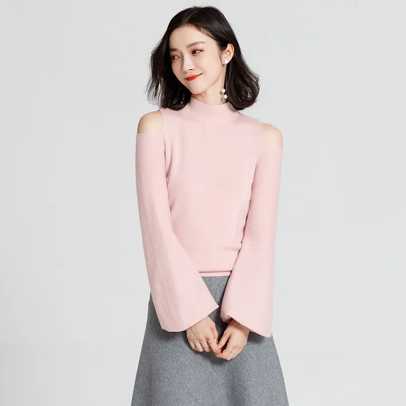 

Special wool knit female spring 2019 new off-the-shoulder number render unlined upper garment