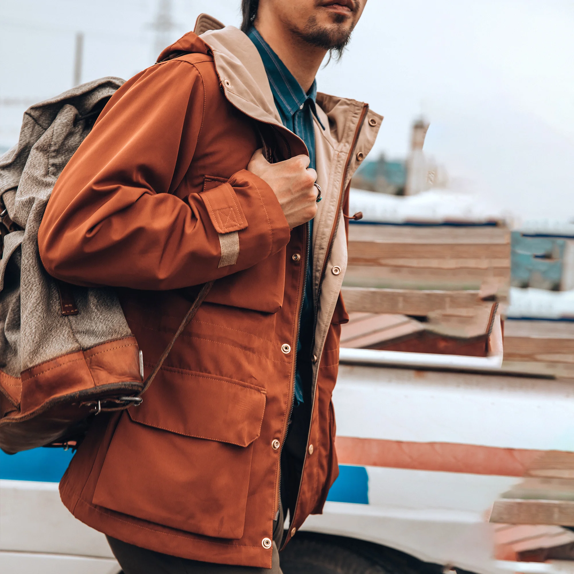 

MP-0001 Big US Size Nylon Fabric Coat Loose Fitting Water Proof Mountain Parka Jacket
