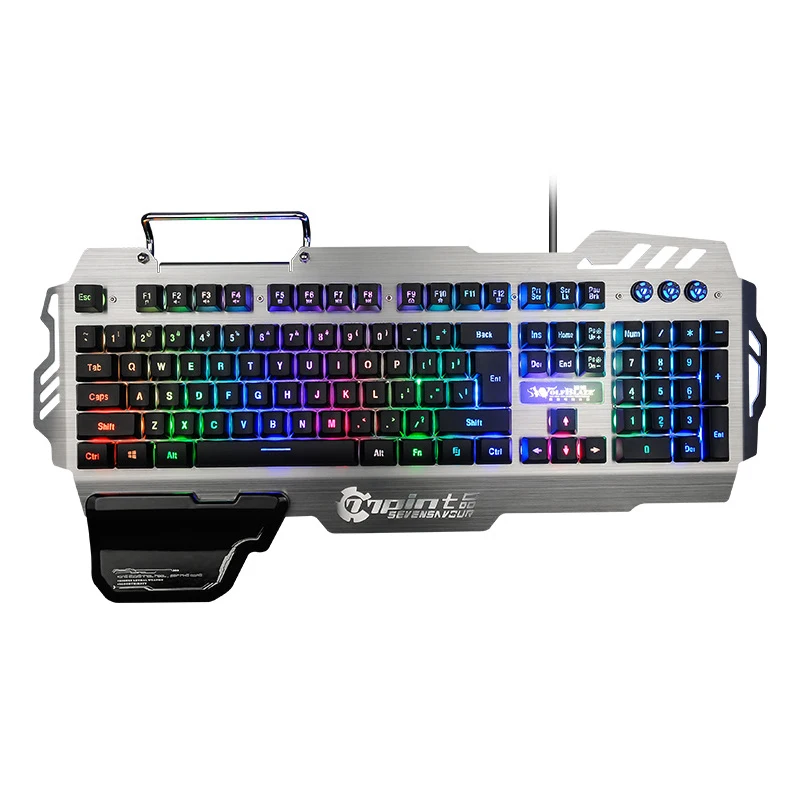 Игровая клавиатура Механическая Проводная, USB, игровая профессиональная Blacklight светодиодный регулируемый свет с металлической панелью для PC Gamer
