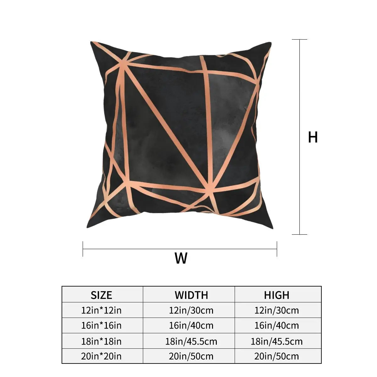 Черный Медь Geo квадратная подушка чехол полиэстер печатных Декор Подушка Чехол