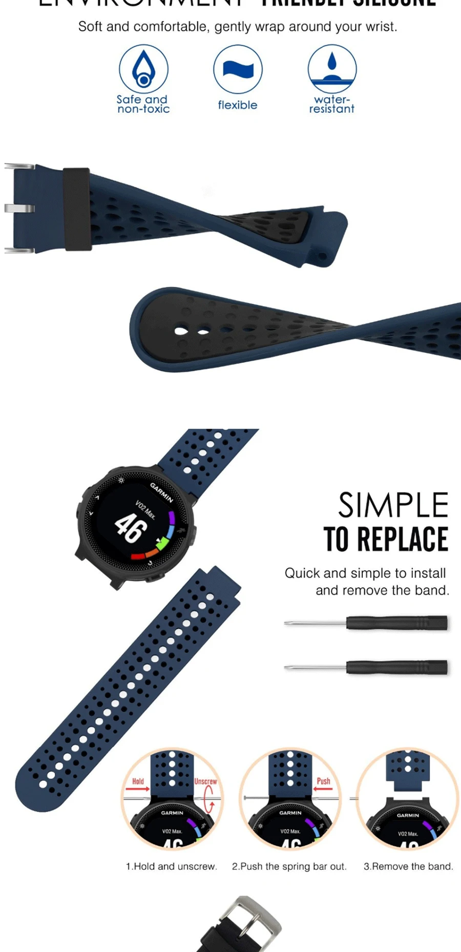 Мягкий силиконовый сменный ремешок для часов Garmin Forerunner 230 235 220 620 630 735 Smartwatch для занятий спортом на открытом воздухе