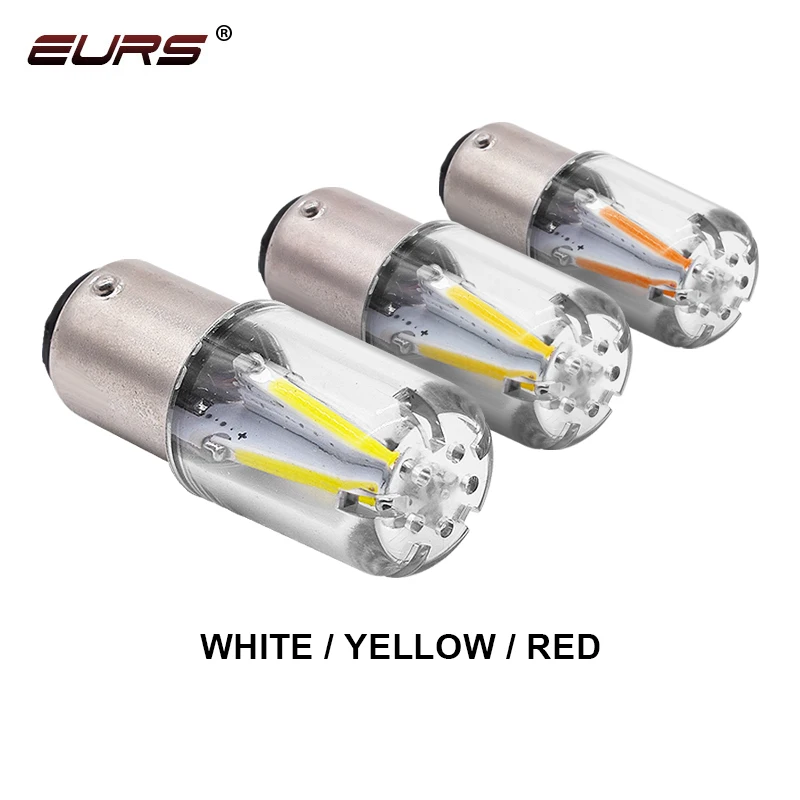 EURS 1pcs 1156 P21W BA15S 1157 BAY15D COB LED Filament Chip Car Brake Lights Auto Reverse Bulb Parking Lamp 12V Red White Yellow |