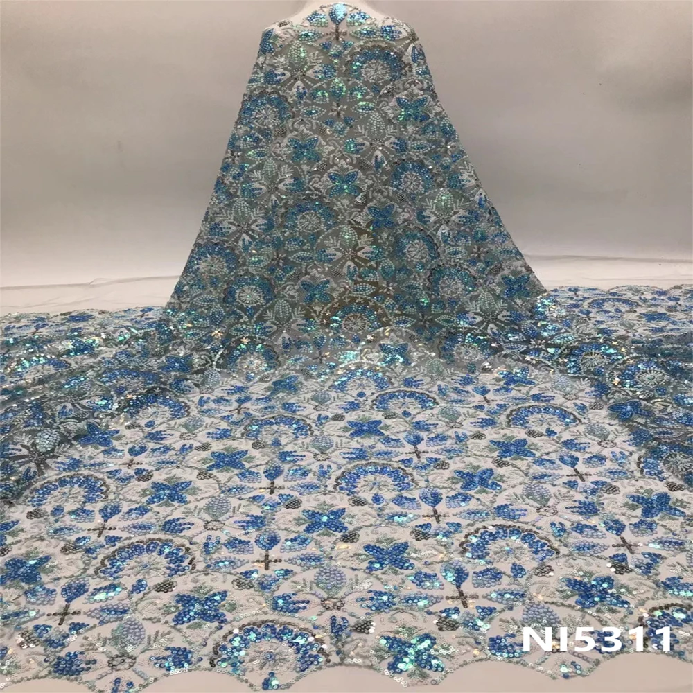 

NI.AI High Quality Lace New Sequins Lace 2021 Latest Bridal Materials Dresses Fabric Lace for Nigerian Party Wedding NI5311