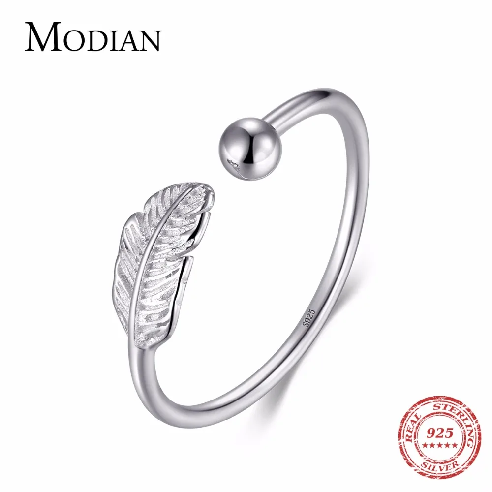 

Modian New Arrivals Pure 925 Sterling Silver Bead Tree Leaf Simple Rings Trendy Adjustable Finger Ring For Women Female Jewelry
