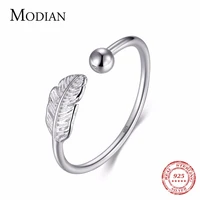 modian new arrivals pure 925 sterling silver bead tree leaf simple rings trendy adjustable finger ring for women female jewelry