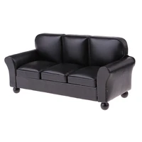 112 dollhouse furniture leather sofa couch rooms miniature model black