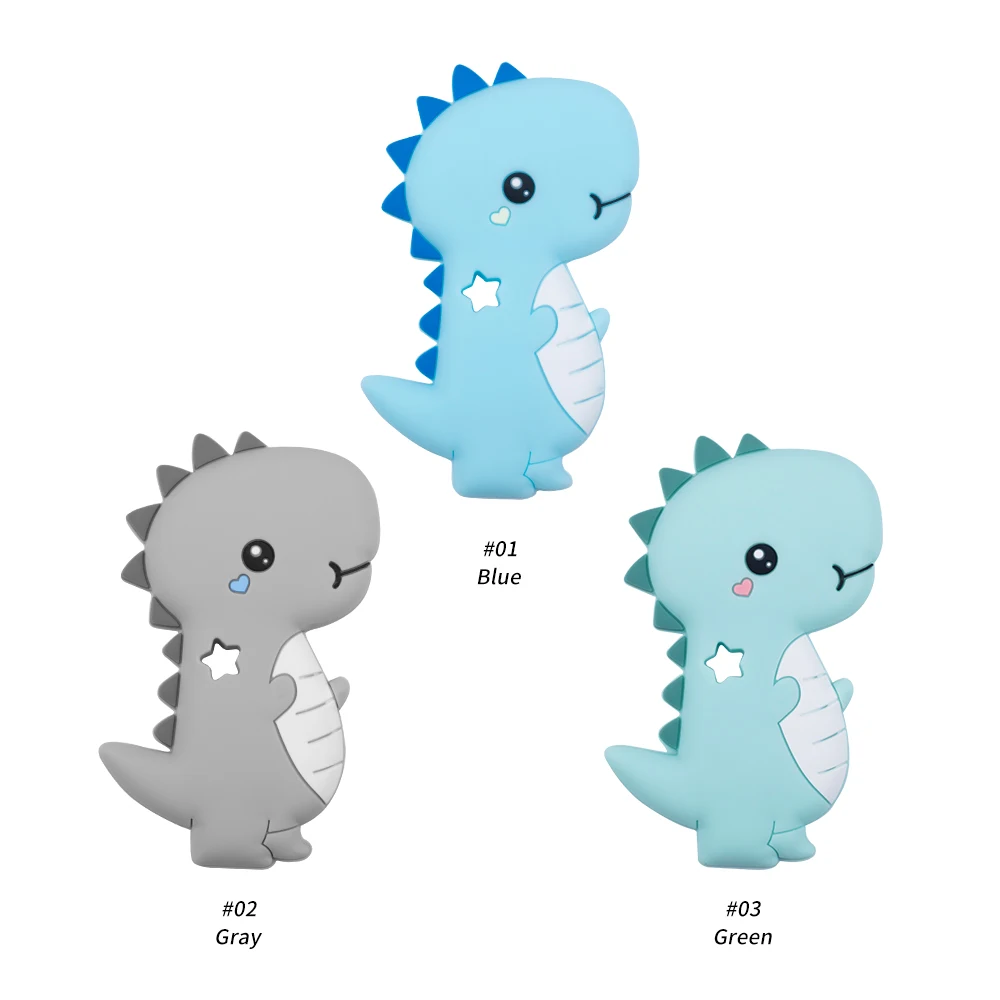 Sunrony-mordedor de silicona de dinosaurio para beb&eacute;, 5 piezas, sin BPA, dentici&oacute;n, chupete de lactancia, cuentas de silicona-4